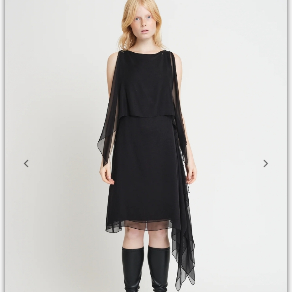 Morgane Le Fay Black Asymmetrical Cocktail Caelia Dress